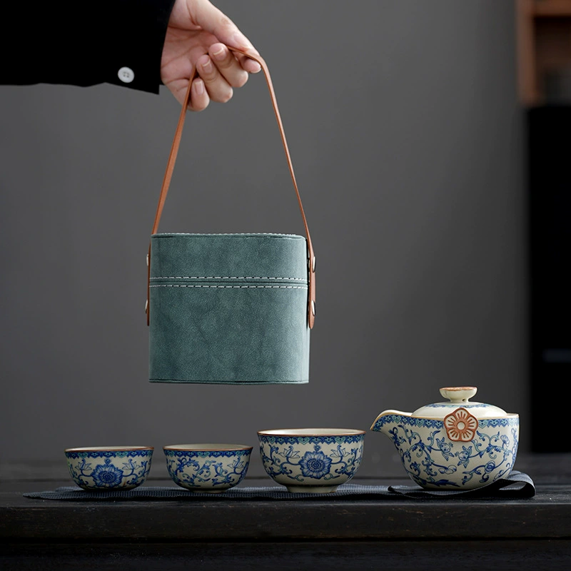 Синие и голубые печи дорожный чайный набор портативный открытый кемпинг