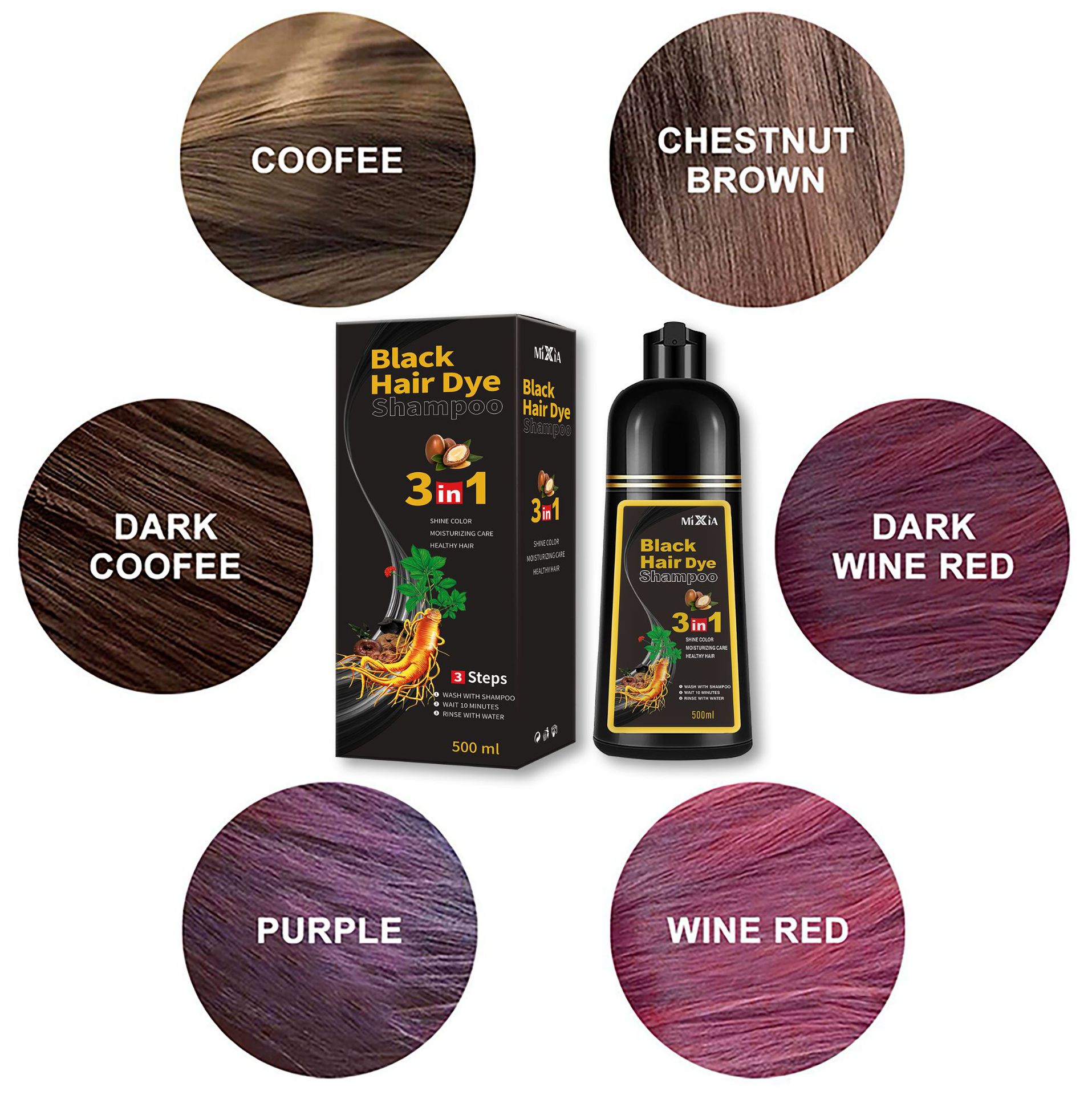 Tinte para el cabello especial transfronterizo, el negro no se desvanece, cubre el cabello blanco, una planta de cabello negro y negro, tinte para el cabello con burbujas para el hogar