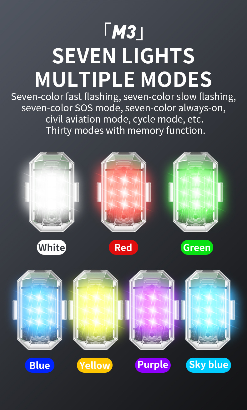 Flashing Lights, Aircraft Lights, Remote-Controlled Outdoor Lighting, Long-Lasting Waterproof Motorcycle and Car Anti-Collision Lights, Pilot Lights