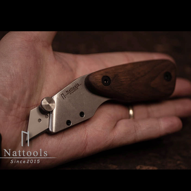 Nattools台形裁断皮刀手作りdiy皮革革製品製作黒胡桃木柄0揺れ0変形|undefined