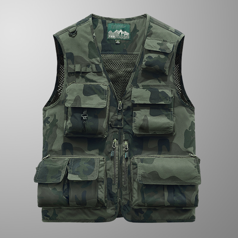 Muchos bolsillos chaleco de primavera y otoño nuevo chaleco de hombre de bolsillos delgado chaleco de montaña ventilado de moda para hombre