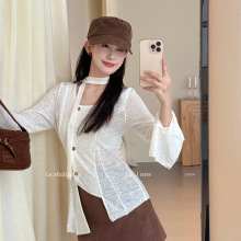 LS 甜美优雅不规则蕾丝上衣女 广州十三行2025早秋新品女装22855#