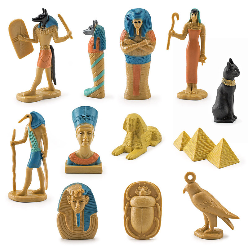 Simulación antiguo Egipto Reina cabeza de leopardo estatua personal pirámide esfinge momia caja modelo decoración transfronteriza