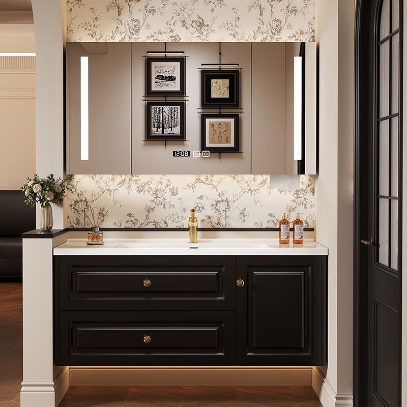 New Bathroom Cabinet Set with Integrated Ceramic Basin, Washbasin Cabinet, Bathroom Vanity Sink, French Modern Minimalist Style