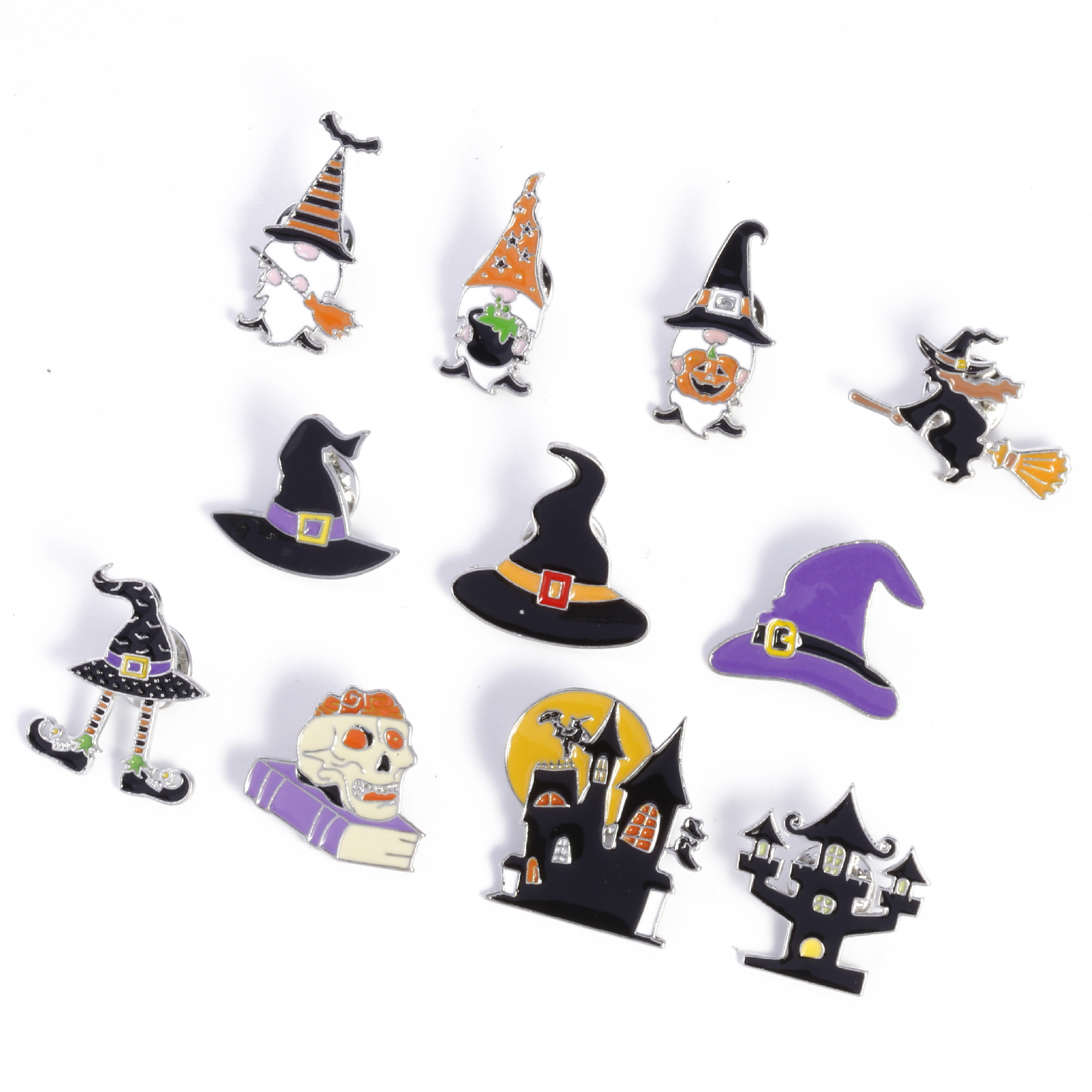 10g Weight Brooches Classification Party, Festival Occasion Zinc alloy Material Halloween Festival Pumpkin, hat, Skull Pattern Unisex Gender Enamel Design Cute, Funny Style Cute Funny Pin Pumpkin Hat Skull Zinc Alloy Enamel Unisex Brooches 1
