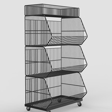 便利店货架超市零食置物架多层叠笼斜口篮展示蔬菜收纳陈列筐