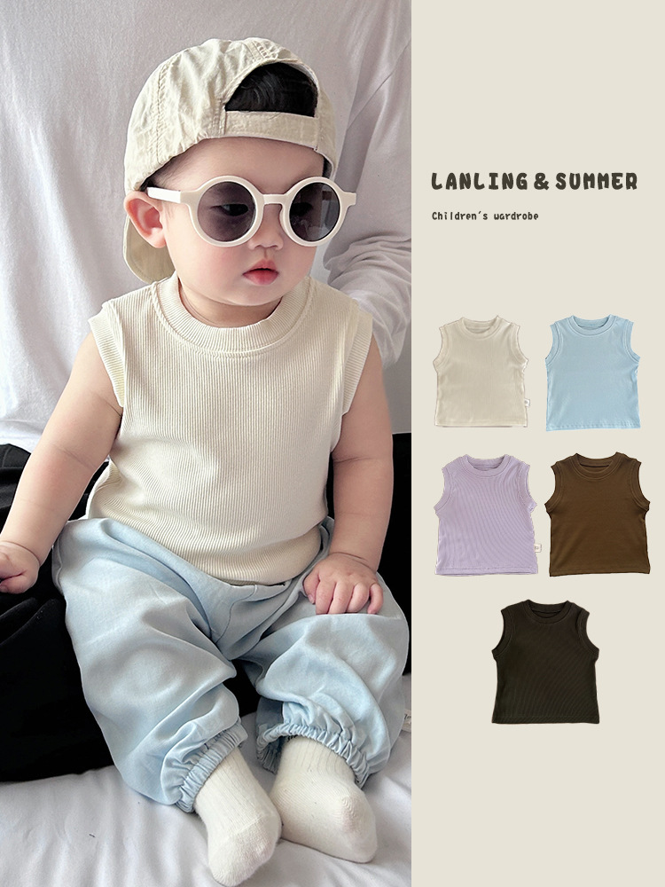 Chaleco para niños verano delgado para niños camiseta sin mangas para bebés tops de todo fósforo ropa para bebés y niños pequeños