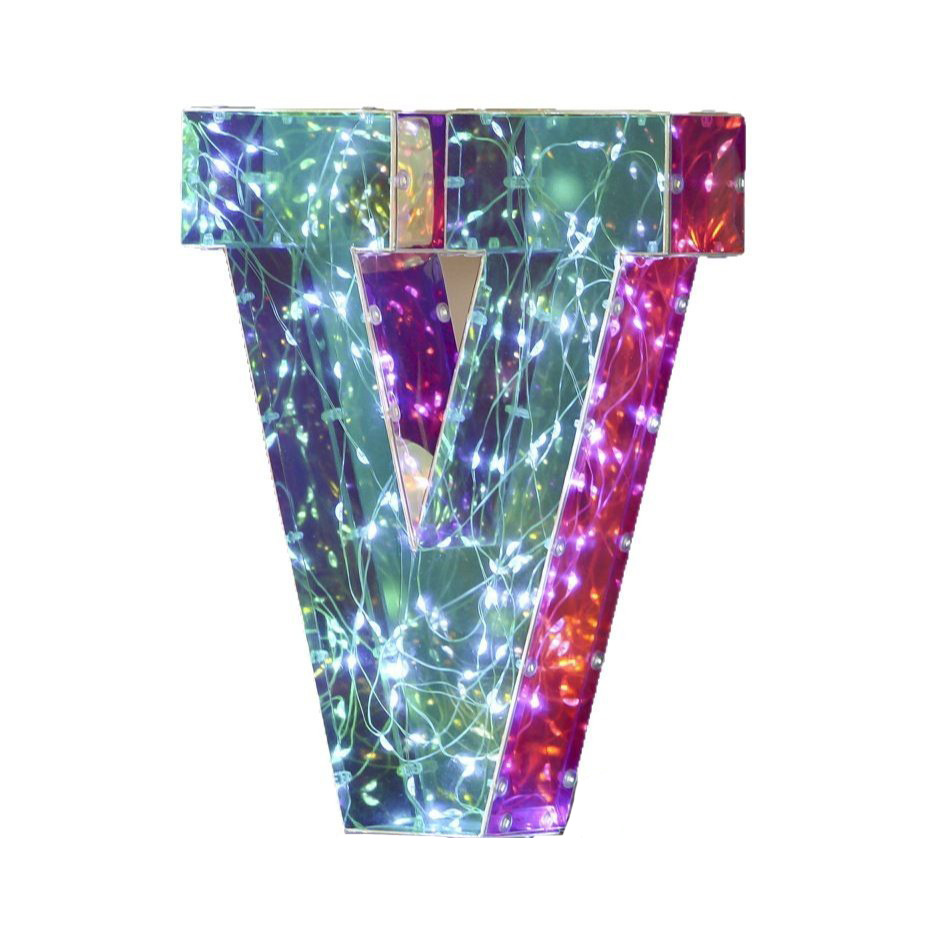 Glowing letter v