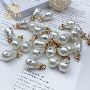 Diamond-embedded 10*14 drop-shaped pendant handmade DIY pendant necklace earrings pendant wholesale
