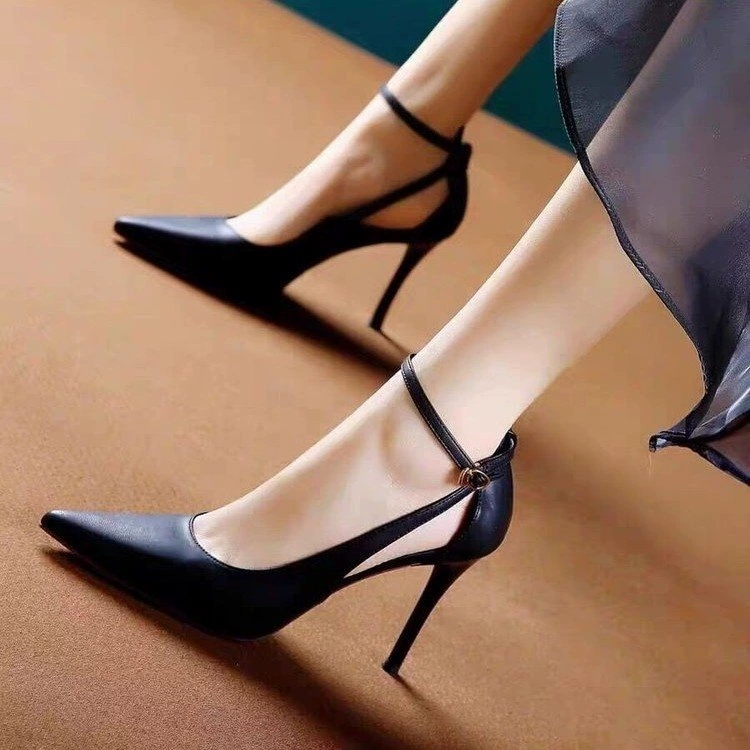 Темперамент полые сексуальные высокие каблуки 2025 весна и осень новые остроконечные туфли на каблуках