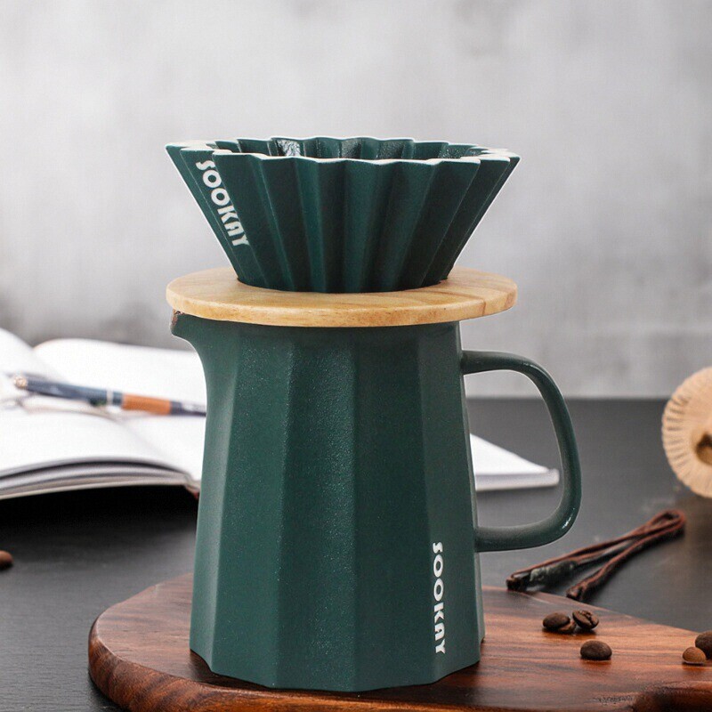 Source Factory Ceramic Hand-Brewed Coffee Sharing Pot Set with Free Laser Engraving Logo, Portable