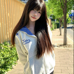 美式复古格子拼接字母刺绣开衫连帽卫衣男女2025秋冬潮牌情侣外套