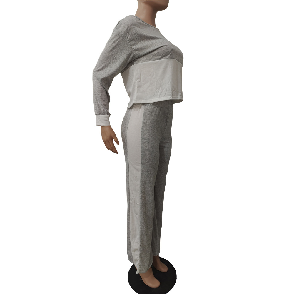 Damenbekleidung Kontrastfarbene Nähte Freizeitanzug Drei Farben Optional_voghion.com