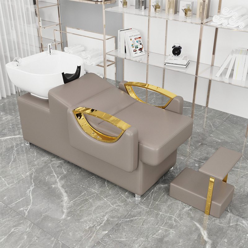 Barrazos dorados gris pálido con pedal alto - lavabo blanco