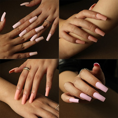 穿戴式美甲批發磨砂純色中款方形甲合集美甲貼片穿戴甲批發假指甲