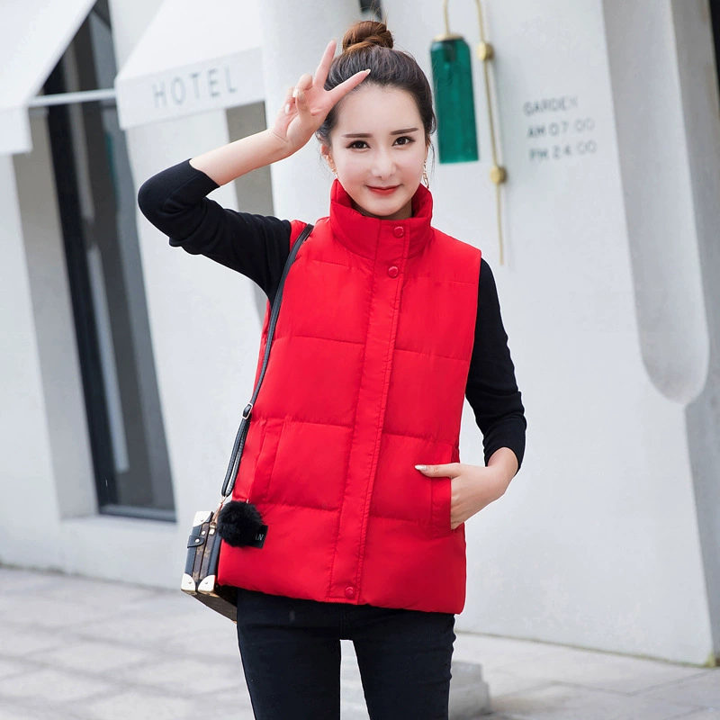 Простой хлопковый жилет с воротником-стойкой, Женская осень и зима, новая короткая Корейская версия жилета, жилета, хлопкового пальто от имени внешней торговли, оптовая продажа