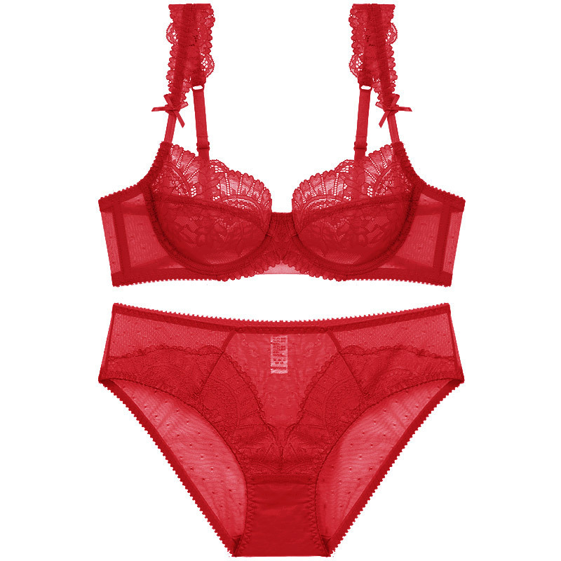 Procesamiento personalizado ultrafino sexy traje de sujetador de encaje transparente transpirable, ligero y cómodo sujetador de ropa interior con anillo de acero