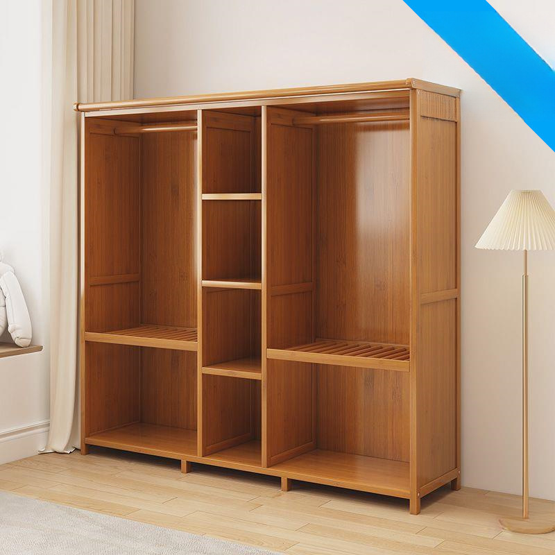 New Trendy Simple Wardrobe for Home Bedroom Storage, Solid Wood Wardrobe, Sturdy and Durable for Rental Apartments and Dormitories, Clothes Rack