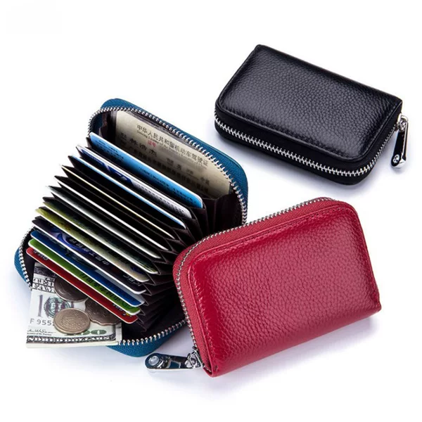 Genuine Card Holder for Men and Women, Universal Anti-Magnetic Bank Card Holder, 12 Card Slots, Organ-Type Card Holder, Rfid Anti-Scanning Card Holder