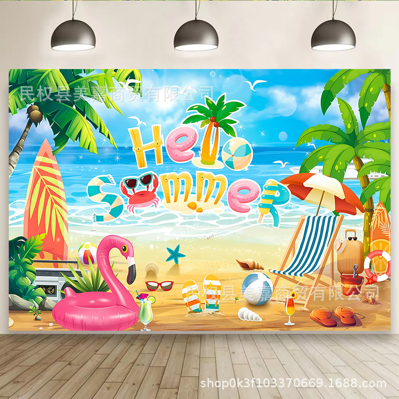 Amazon Summer Surfing Beach Seascape Photography Background Cloth Outdoor Party Party Photo Banner Decoration Supplies