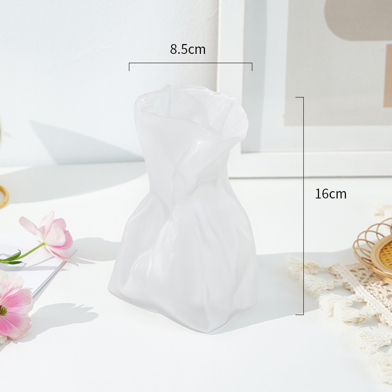 Moderno simple transparente fantasía papel origami jarrón de vidrio de alto nivel de sensación de sala de estar flor hidropónica decoración floral