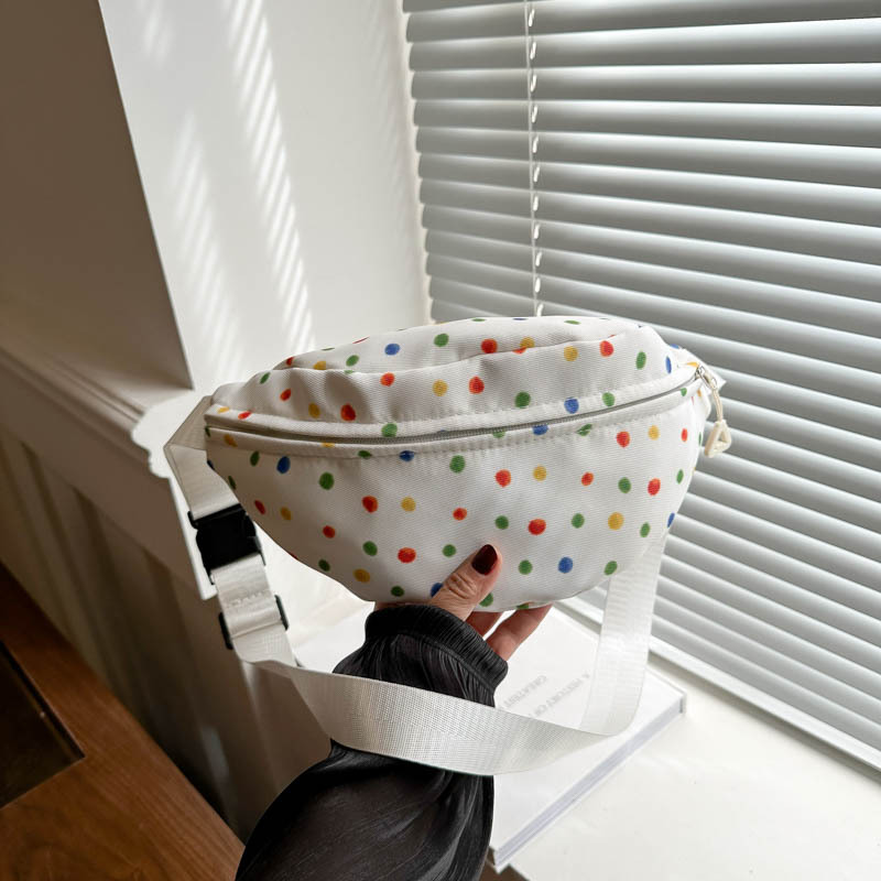 2024 nuevo arco iris onda punto de mujer bolso de pecho pequeño bolso de cambio de teléfono móvil bolso de pecho de moda casual simple brazo