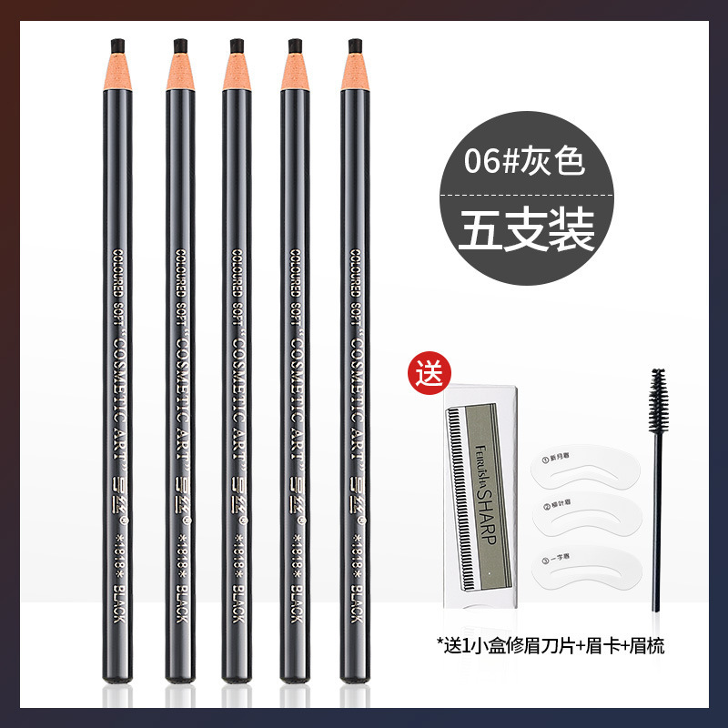 Hengsi 1818 lápiz de cejas de dibujo impermeable y no manchado núcleo duro de madera al por mayor polvo de cejas maquillador maquillaje