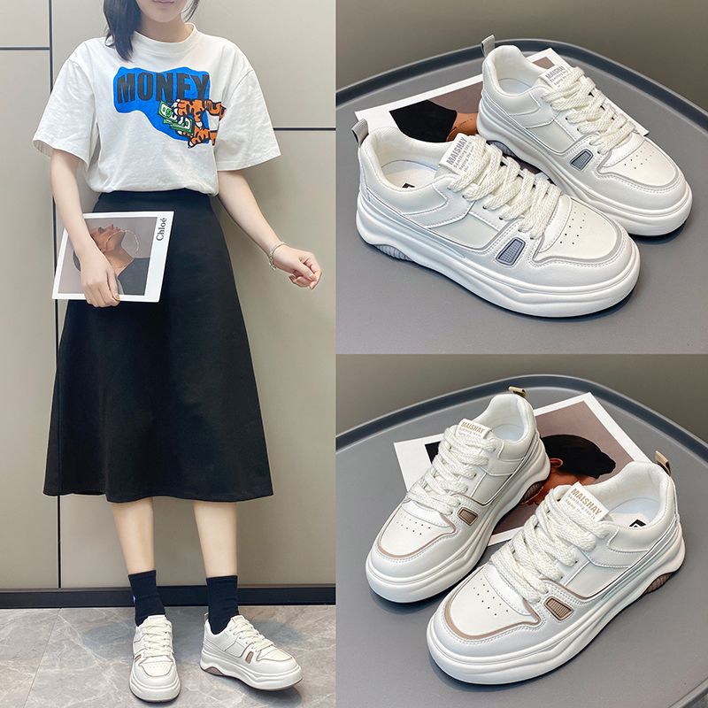 matsa DLU White shoes women 2023 Spring and autumn season new pattern The thickness of the bottom Versatile Explosive money fashion leisure time motion skate shoes