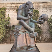 沉思的猩猩铜雕塑公园小区广场商场景观装饰大小颜色可调马狮子