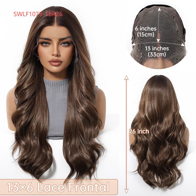 Peluca de encaje Futura de gran tamaño 13*6 para mujer, cabello largo y rizado en degradado marrón claro, peluca completa.