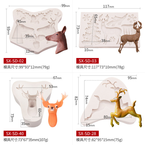 Sanxin Elk Fondant Silicone Christmas Cake Mold Chocolate Decoration Mold DIY Baking Tools