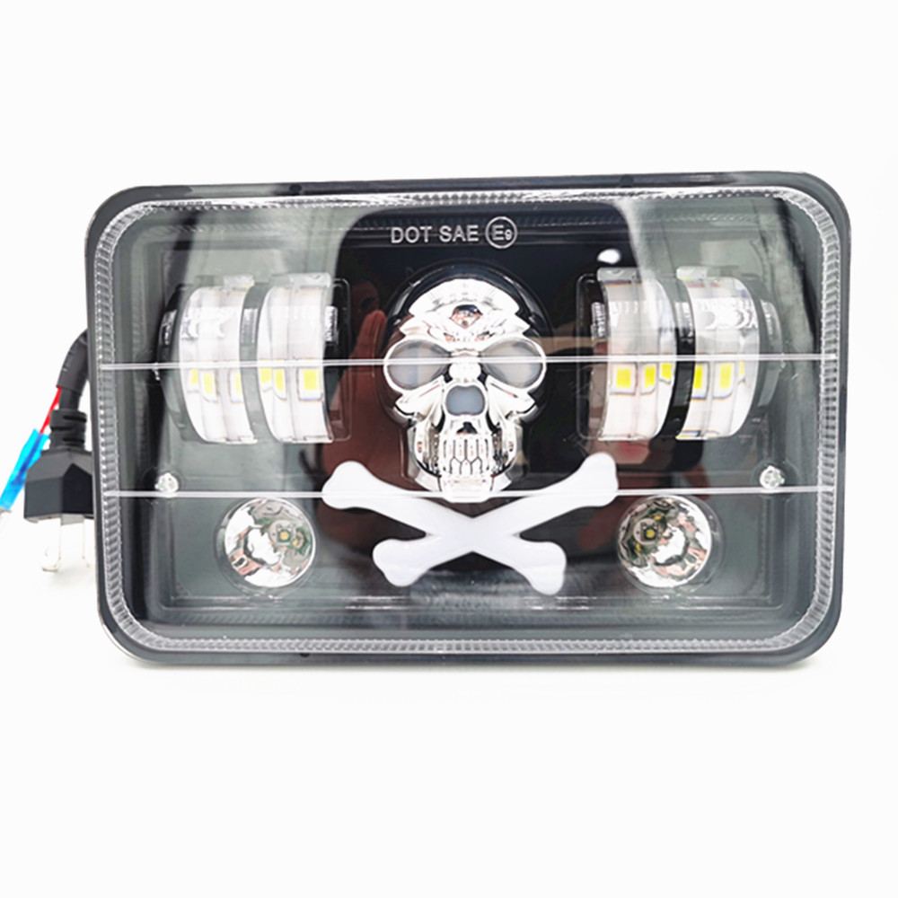 Car LED work light 5-inch square skull head high and low bright truck fog light 4*6-inch off-road headlamp