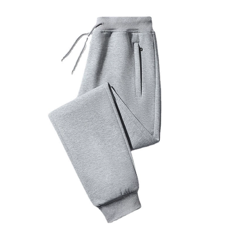 Men's cotton autumn trousers for leisure with zipper, plus size