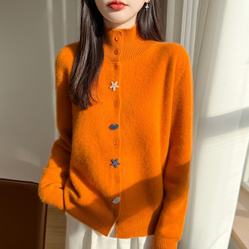 海星贝壳扣韩系宽松针织开衫女欧洲站2026春季新款欧货女装毛衣潮
