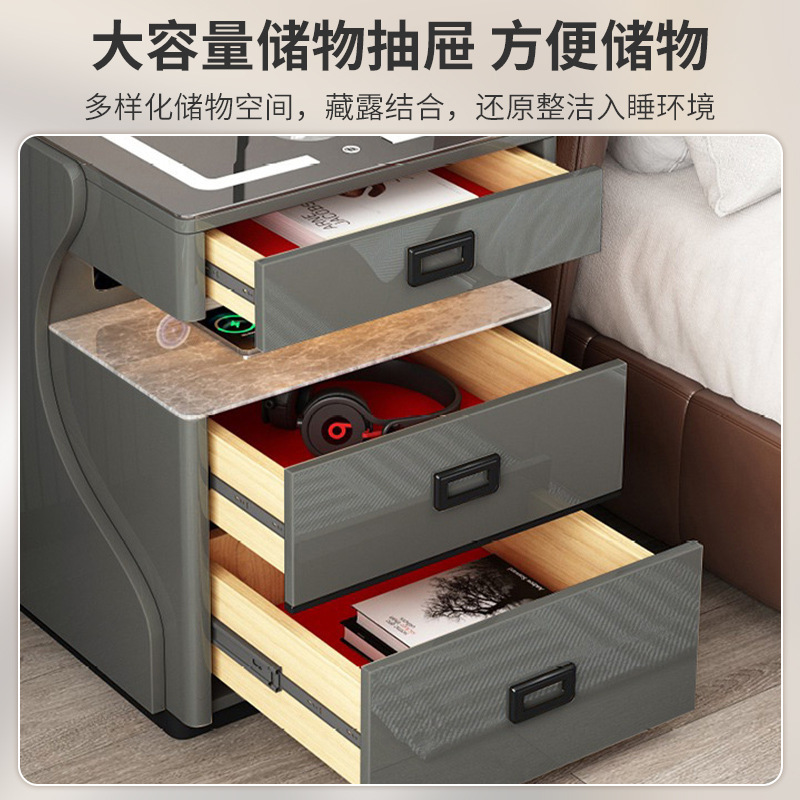 Una caja fuerte inteligente de cabecera de cama en 2024 nuevo moderno y simple dormitorio antirrobo armario de almacenamiento doméstico de tabla de roca