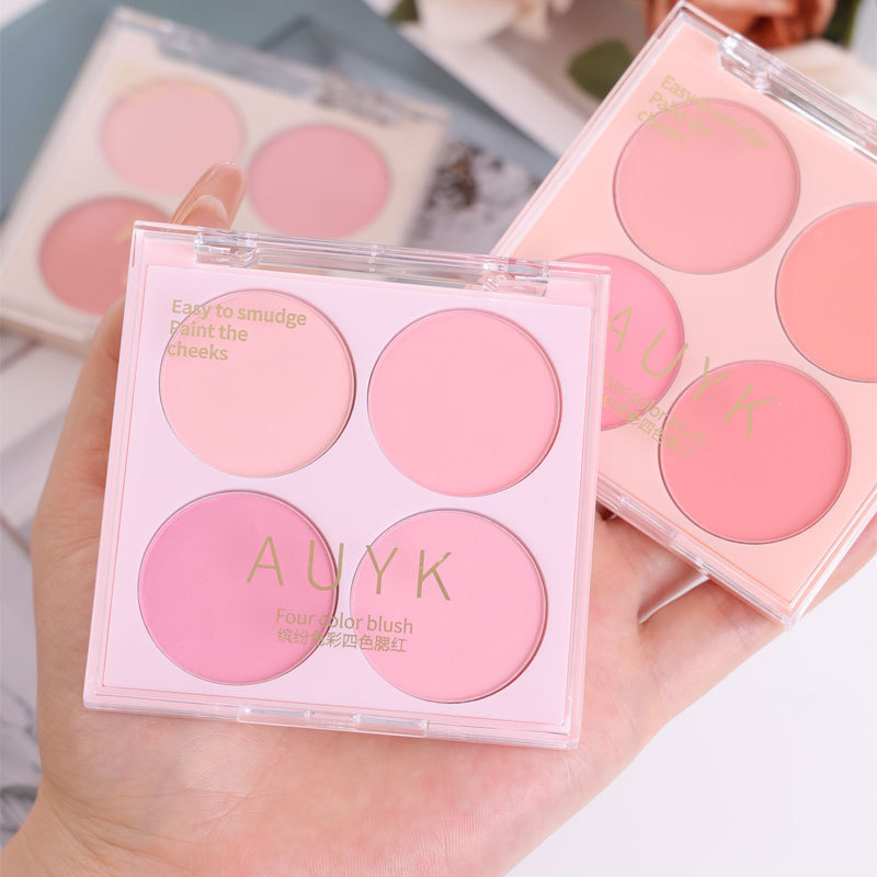 AUYK Colorful Four-color Blush Whitening Natural Nude Makeup Color Contouring Palette Matte Blush Purple Rouge