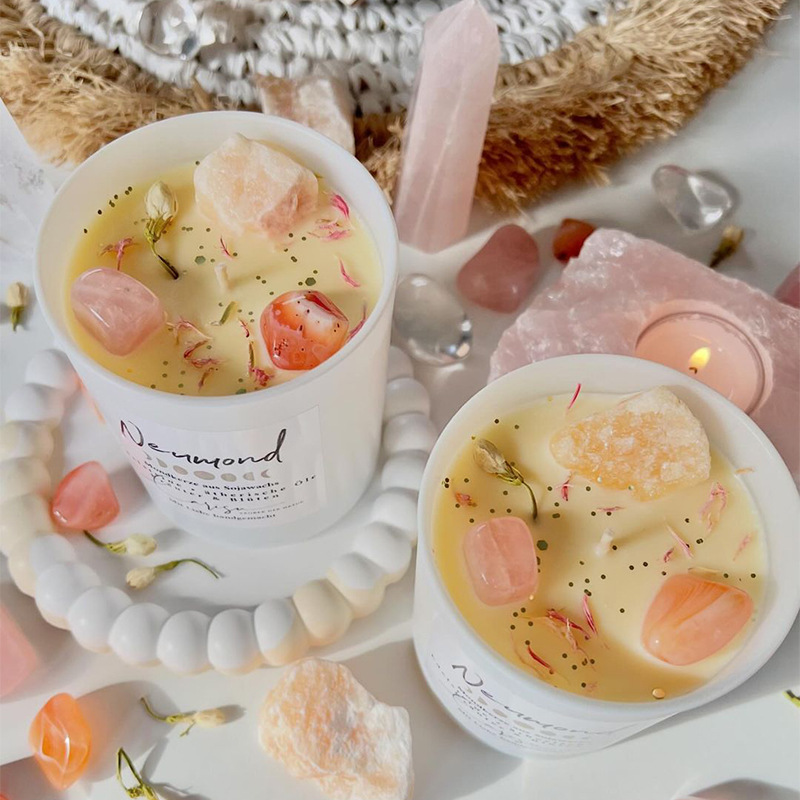 Flores secas de cristal hechas a mano transfronterizas de cera de soja de color cera de aroma vela de alta calidad regalo de mano de vacaciones