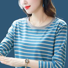 2025年秋季圆领中年妈妈纯棉宽松内搭打底衫女式t恤长袖早春上衣