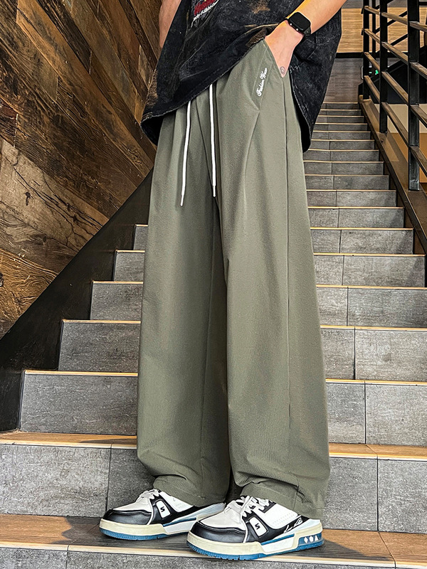 加肥加大码300斤休闲裤男夏季薄款冰丝直筒裤宽松胖子阔腿弯刀裤|undefined