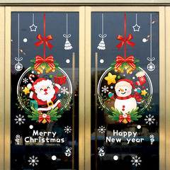 Christmas wreath decoration static sticker shopping mall event layout welcome to window display Santa Claus