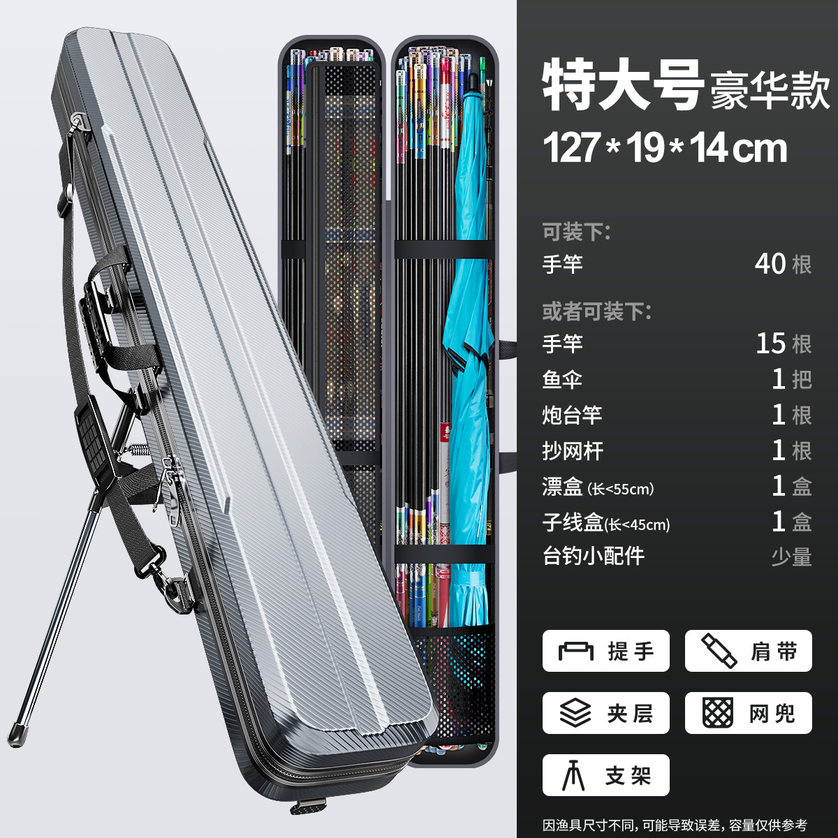 업그레이드된 두 배 두께 - 실버 127×19×14cm [브라켓 스타일]₴₸