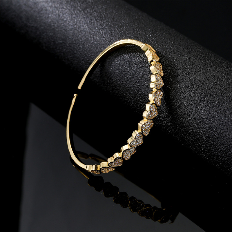 fashion heart open bracelet copper 18K gold-plated jewelry female