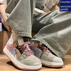 復古小眾設計星星板鞋女春秋星星季新款學生百搭港風運動厚底小白