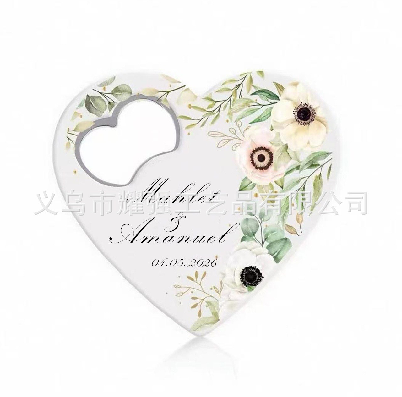 Abridor de botellas de plástico con forma de corazón