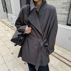 小禾女装2025秋季新款韩版休闲通勤简约宽松百搭薄款风衣外套