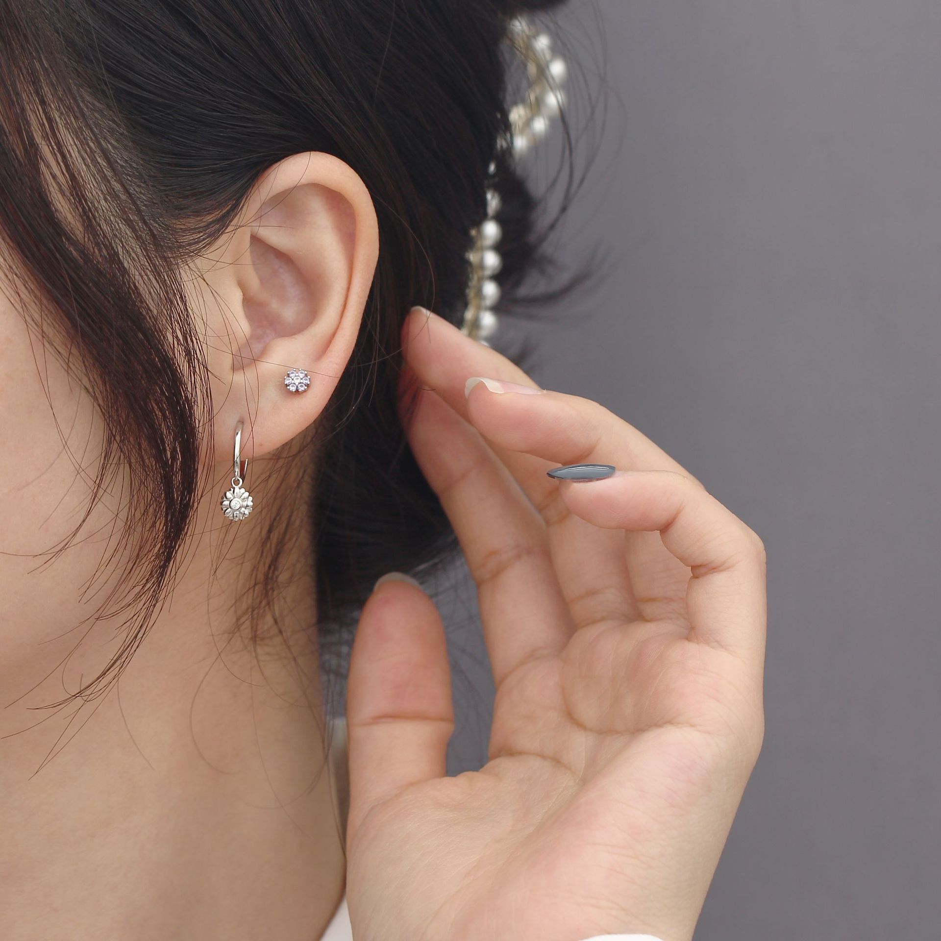 5g Weight 0.03µm Gold Plating Thickness 1 Pair 925 Sterling Silver Flower Zircon Electroplating 18K Real Gold Plated Platinum Plated Earrings
