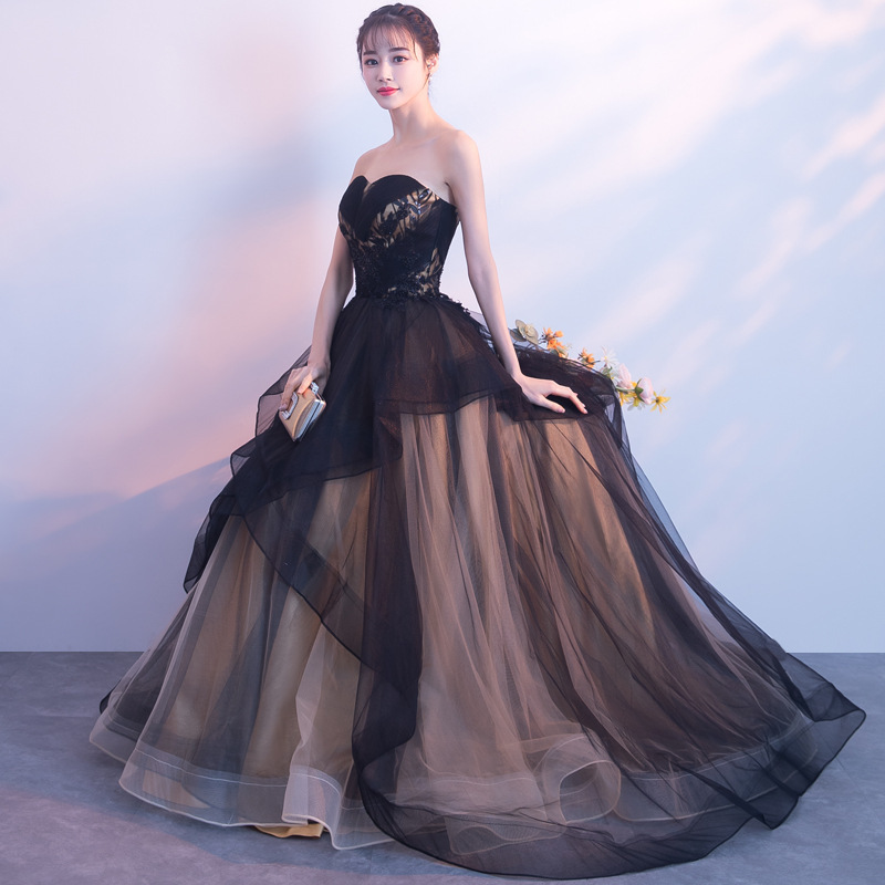 Vestido de Noche Exquisito y Magnífico sin Tirantes para Fiesta de Gala, Fiesta de Graduación, Fiesta de Verano, Estilo Galaxia Negra image 3