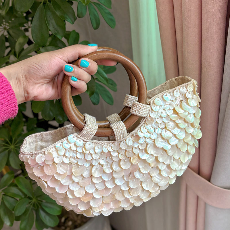 547g Weight Polyester Lining Material Weave Fashion Element Open Closure Type Single Shoulder Strap Strap Type Handbag Bags Type Casual Occasion Polyester Material Shell Pattern All Seasons Season Women's Gender Vacation Style Semicircle Shape Medium Size Women's Medium Polyester Shell Vacation Weave Semicircle Open Handbag 6