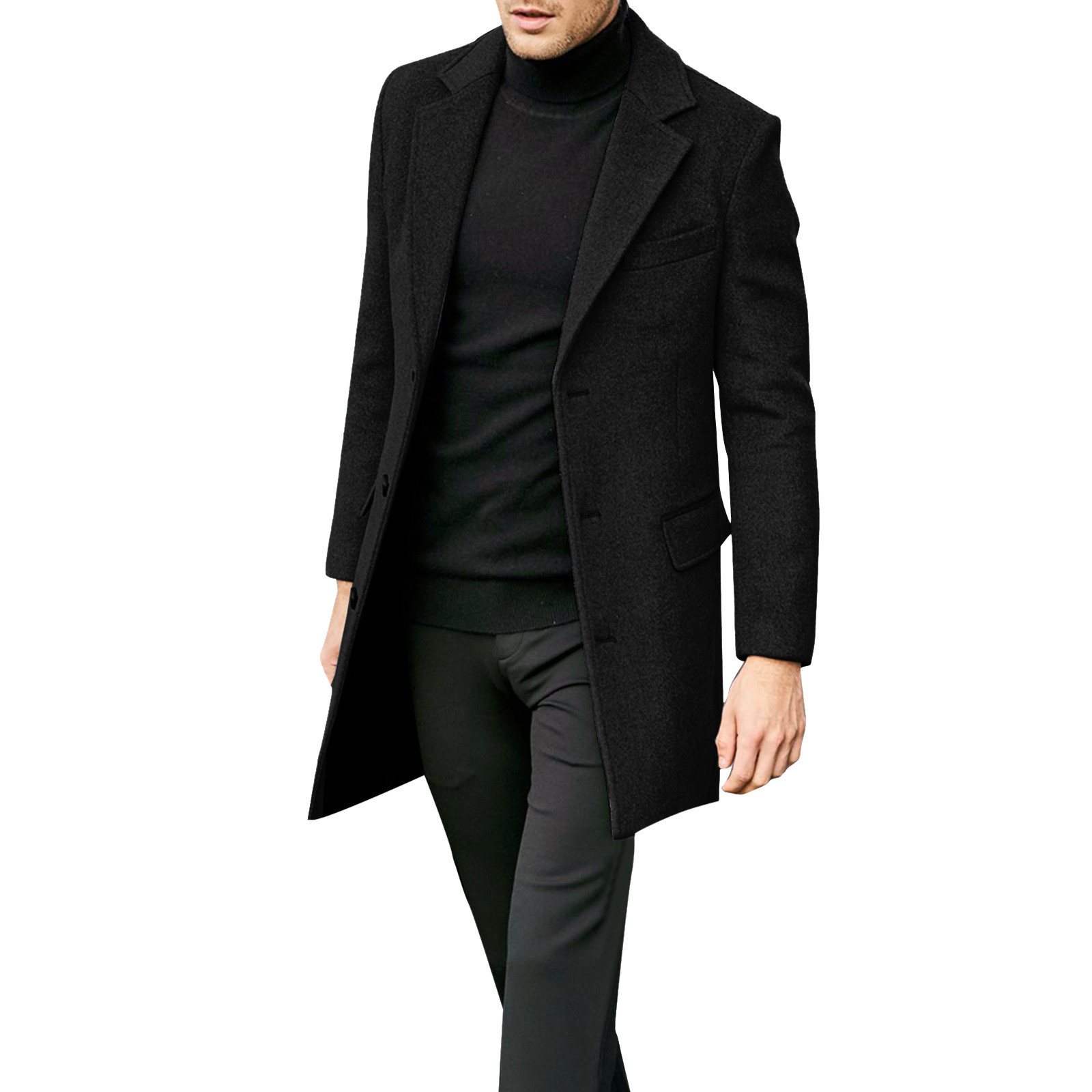 Herrenanzug, Britischer langärmeliger Wollmantel für Herbst und Winter, trendiger Anzug_voghion.com