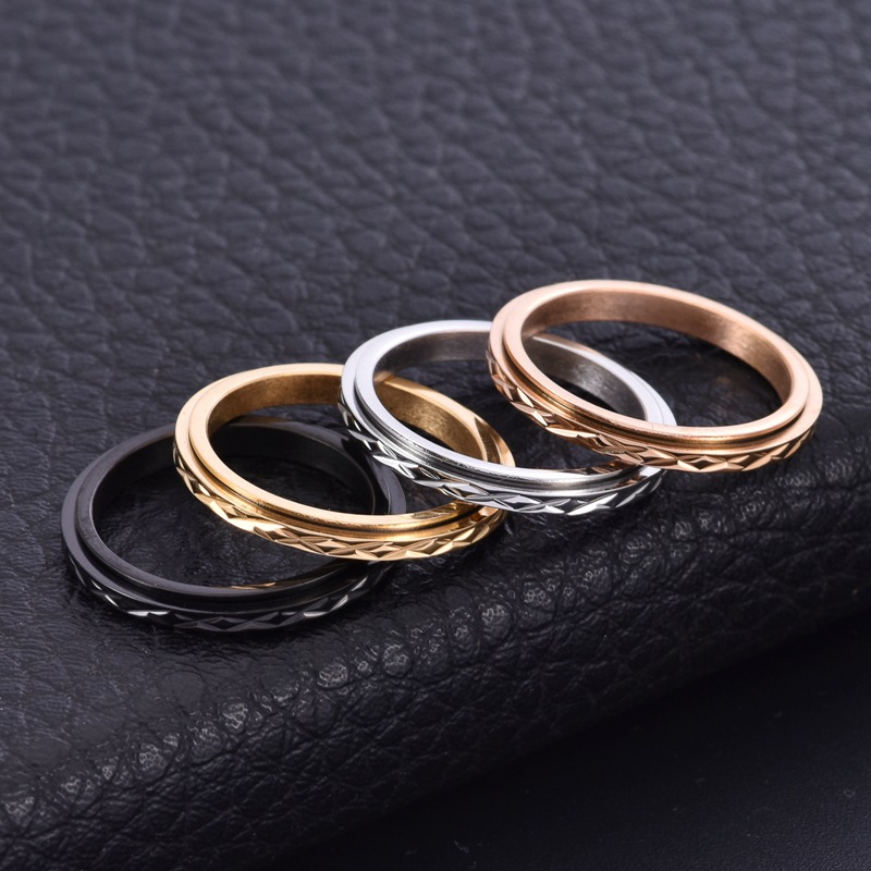 Women's Gender Simple Style Solid Color Titanium Steel Polishing Women's Rings Anxiety Ring Punk Rings